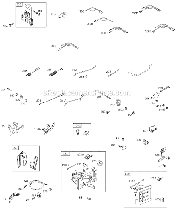 Page E Diagram and Parts List for 92200SERIES 0007-1250 Briggs and Stratton Engine